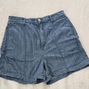 Madewell Pintuck Blue Denim Shorts